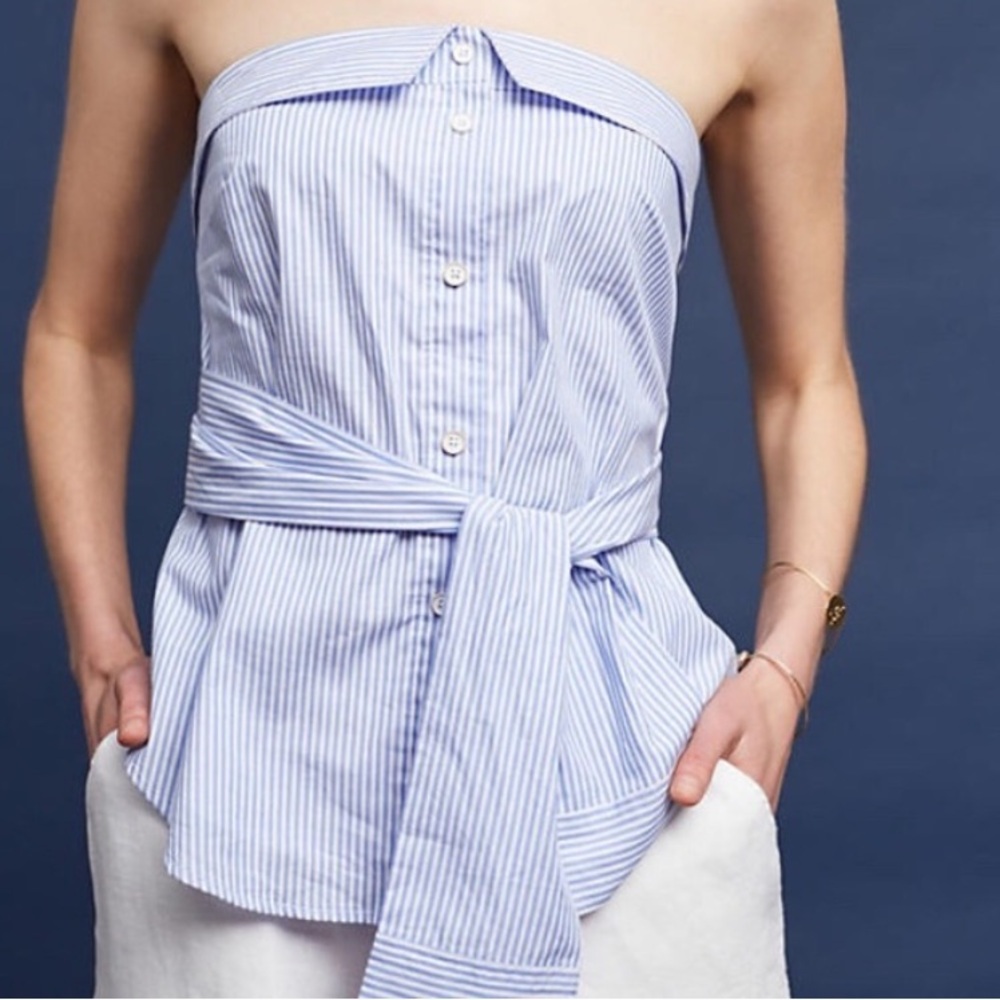MAEVE Anthropologie Alanna Pin Striped Blouse